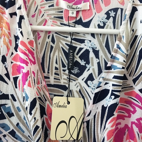 NWT Tropical Front Wrap Dress - Picture 8 of 8